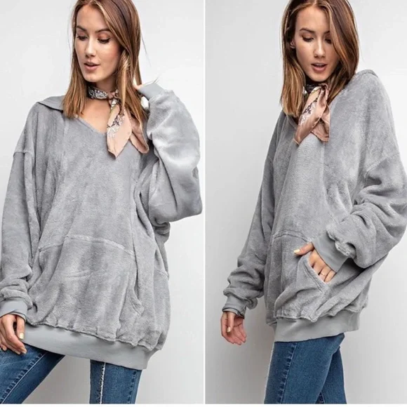 Pink Plush Hoodie Sweater - Picture 4 of 4